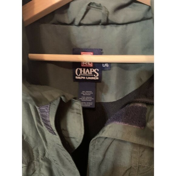 Vtg 90’s Chaps Ralph Lauren Mens Sz L 1/2 Zip Pullover Coat Sailing Jacket Green - Picture 2 of 10